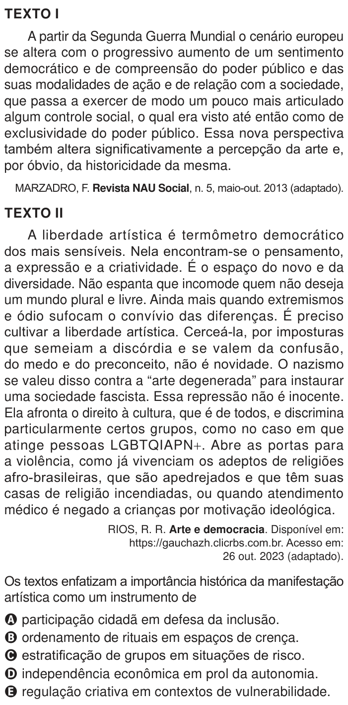 Questão 76 no caderno Azul do ENEM PPL 2024
