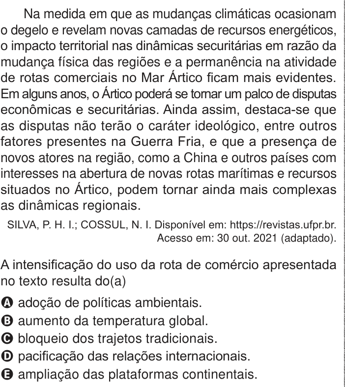 Questão 78 no caderno Azul do ENEM PPL 2024