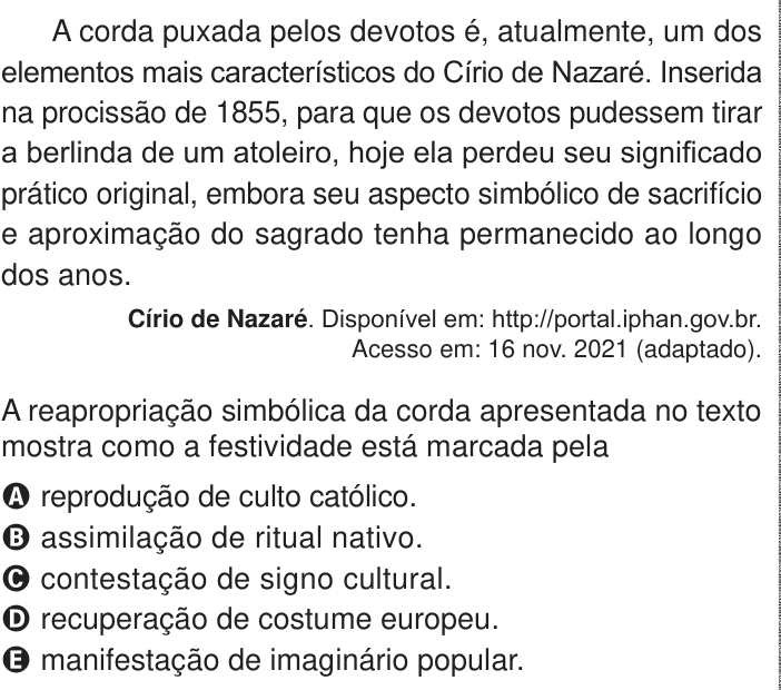 Questão 80 no caderno Azul do ENEM PPL 2024