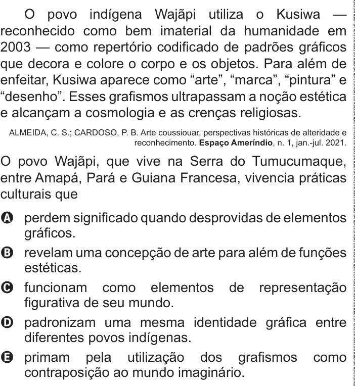 Questão 6 no caderno Azul do ENEM PPL 2022