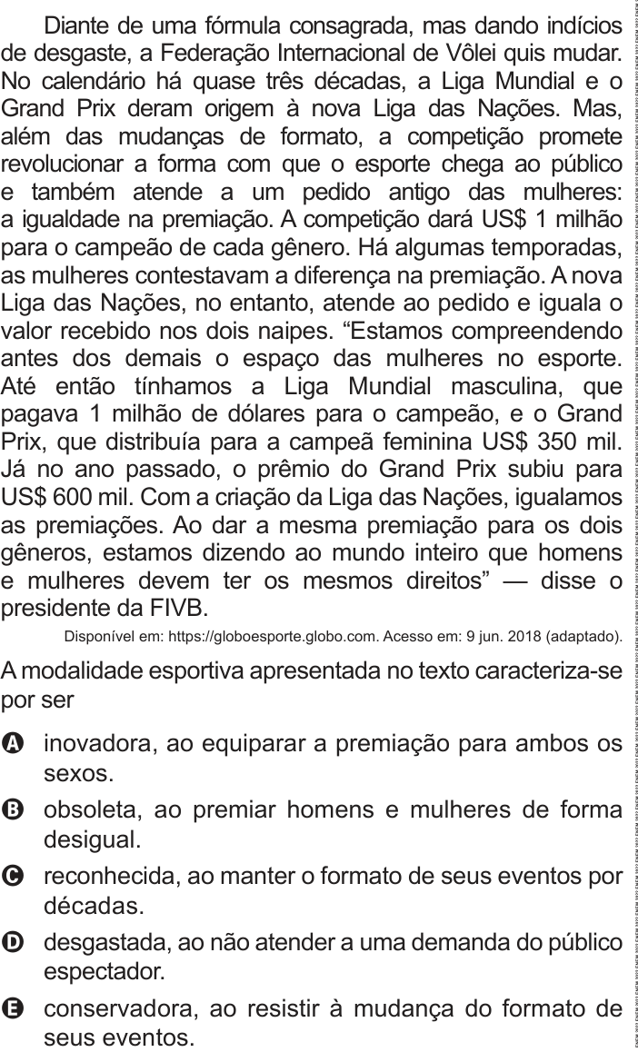 Questão 10 no caderno Azul do ENEM PPL 2022