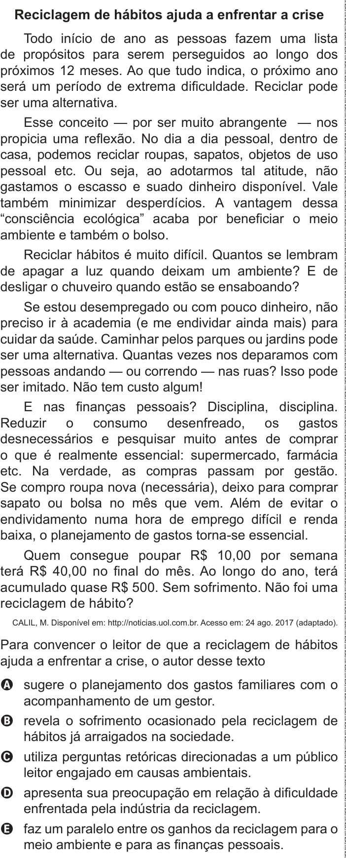 Questão 18 no caderno Azul do ENEM PPL 2022