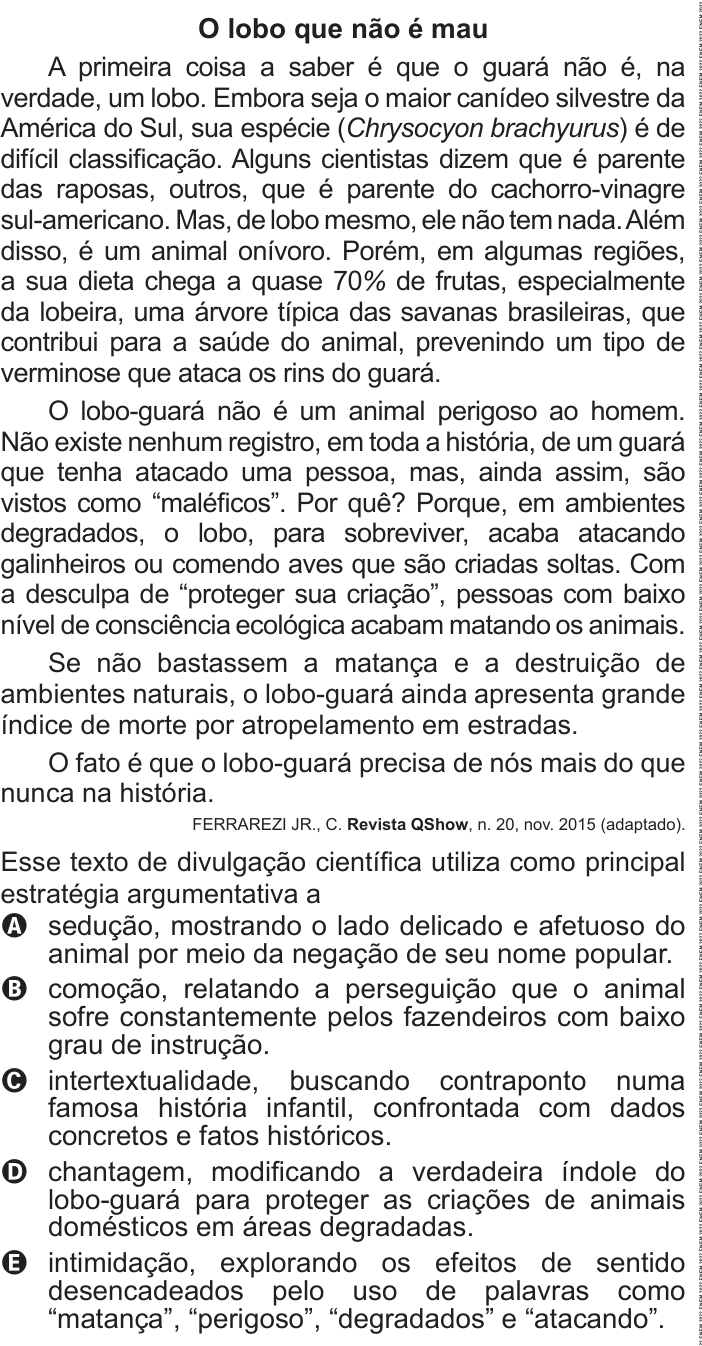Questão 26 no caderno Azul do ENEM PPL 2022