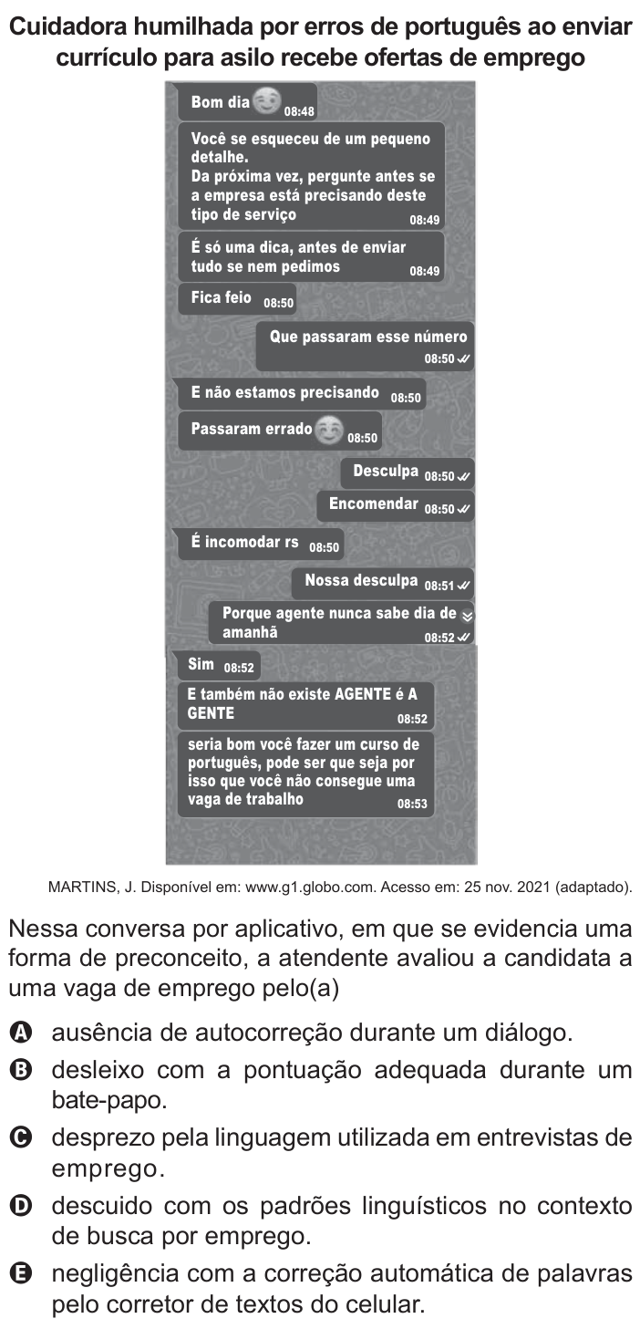 Questão 28 no caderno Azul do ENEM PPL 2022