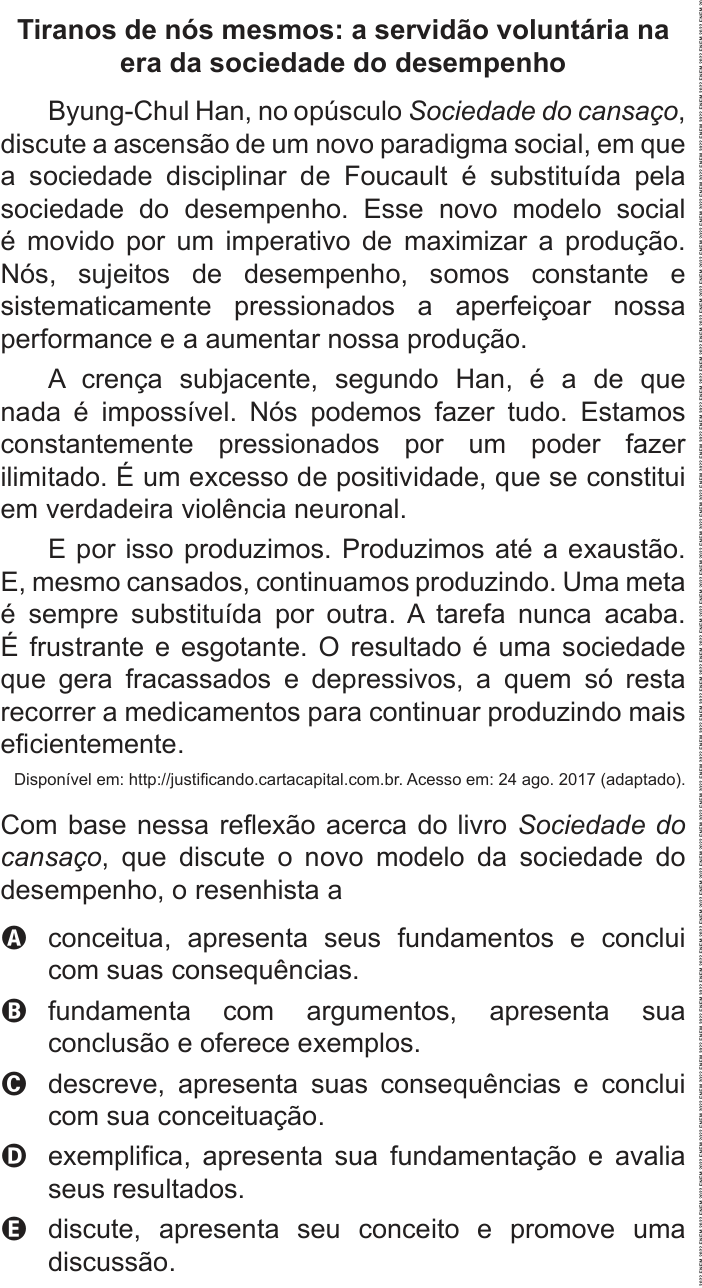 Questão 35 no caderno Azul do ENEM PPL 2022