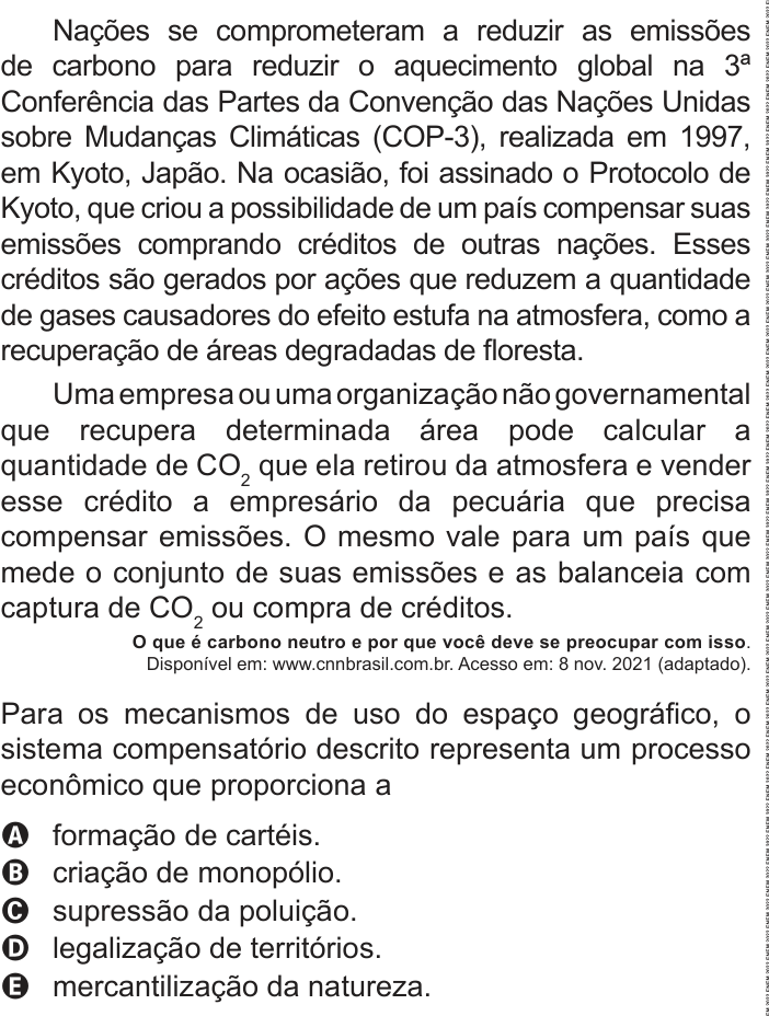 Questão 51 no caderno Azul do ENEM PPL 2022