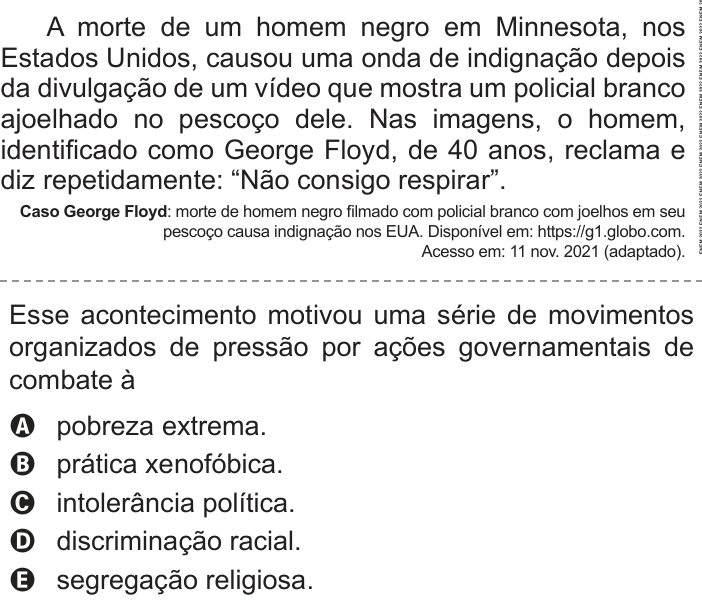 Questão 52 no caderno Azul do ENEM PPL 2022