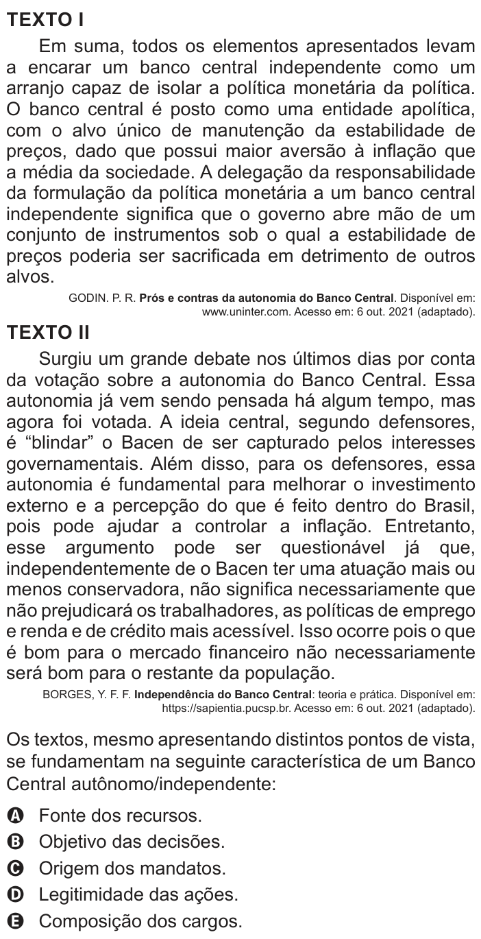 Questão 53 no caderno Azul do ENEM PPL 2022