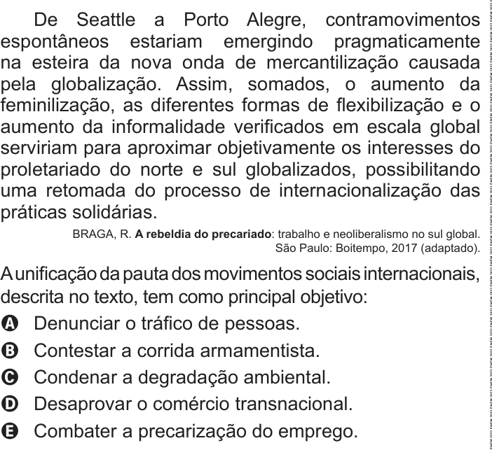 Questão 54 no caderno Azul do ENEM PPL 2022