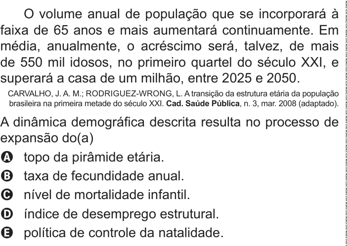 Questão 55 no caderno Azul do ENEM PPL 2022