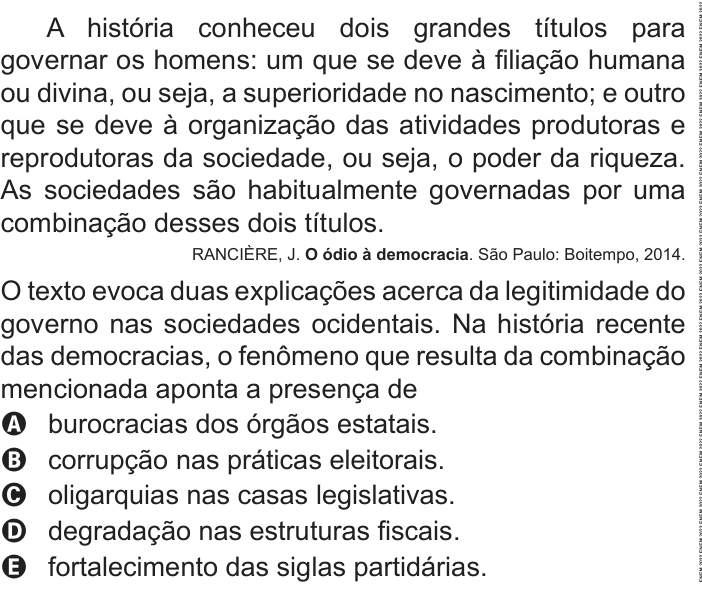 Questão 56 no caderno Azul do ENEM PPL 2022