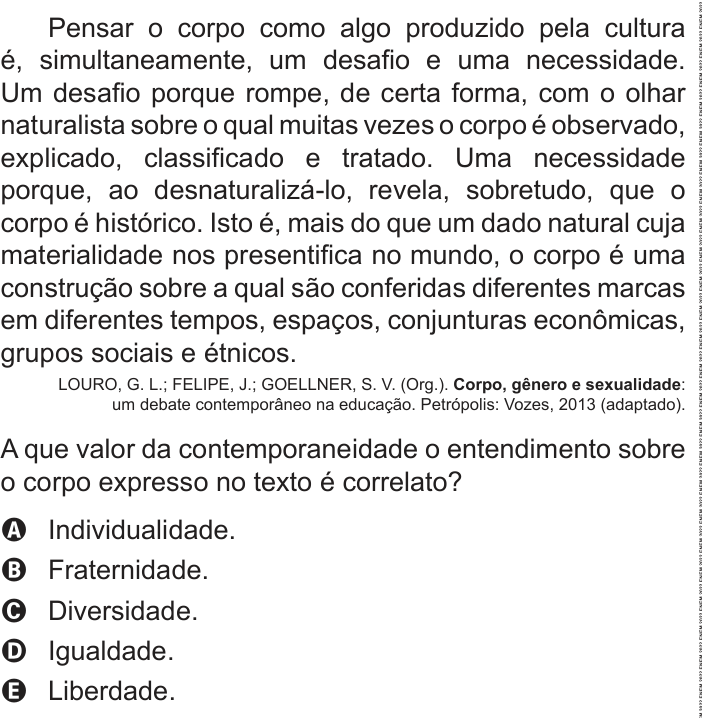 Questão 59 no caderno Azul do ENEM PPL 2022