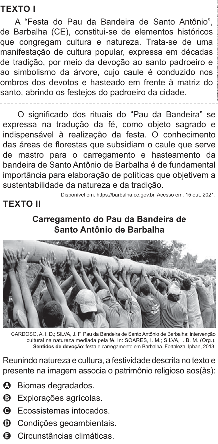 Questão 61 no caderno Azul do ENEM PPL 2022