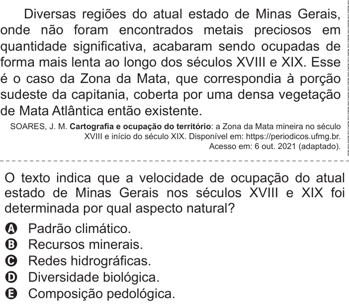 Questão 65 no caderno Azul do ENEM PPL 2022