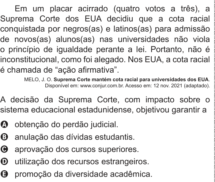 Questão 77 no caderno Azul do ENEM PPL 2022