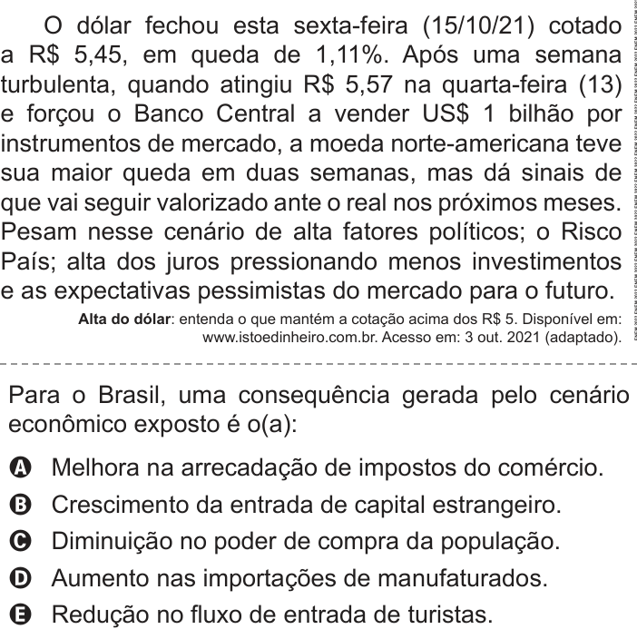 Questão 83 no caderno Azul do ENEM PPL 2022
