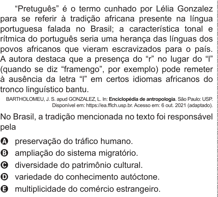 Questão 86 no caderno Azul do ENEM PPL 2022