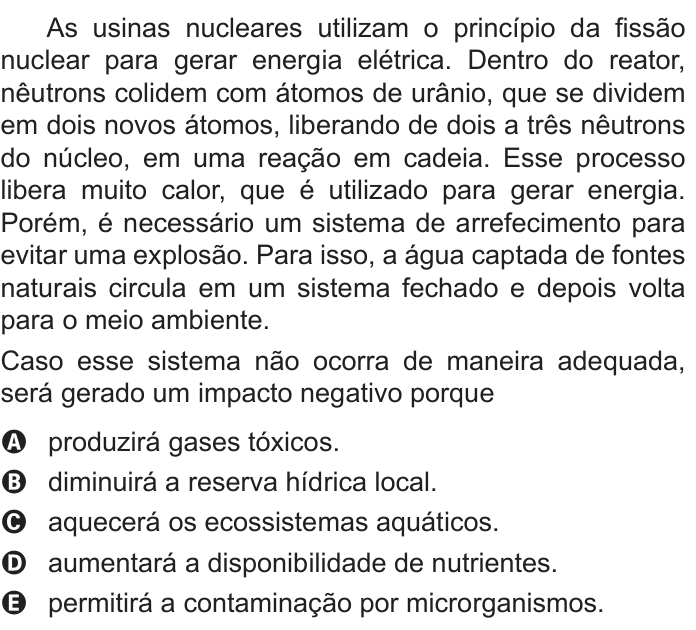 Questão 121 no caderno Azul do ENEM PPL 2022