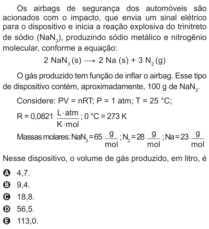 Questão 123 no caderno Azul do ENEM PPL 2022