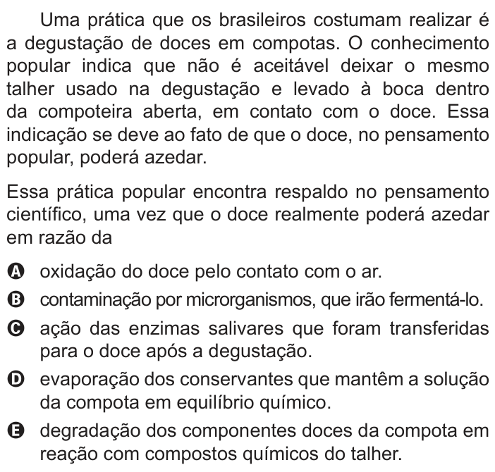 Questão 124 no caderno Azul do ENEM PPL 2022