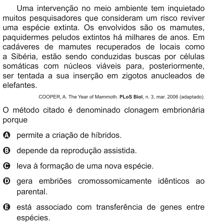 Questão 133 no caderno Azul do ENEM PPL 2022