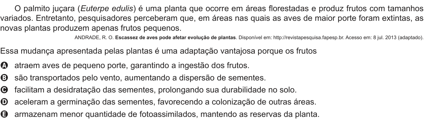 Questão 134 no caderno Azul do ENEM PPL 2022