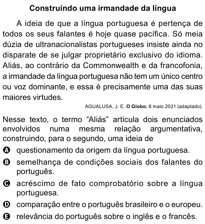 Questão 14 no caderno Azul do ENEM PPL 2023