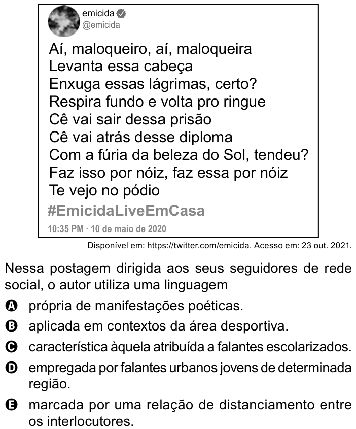 Questão 17 no caderno Azul do ENEM PPL 2023