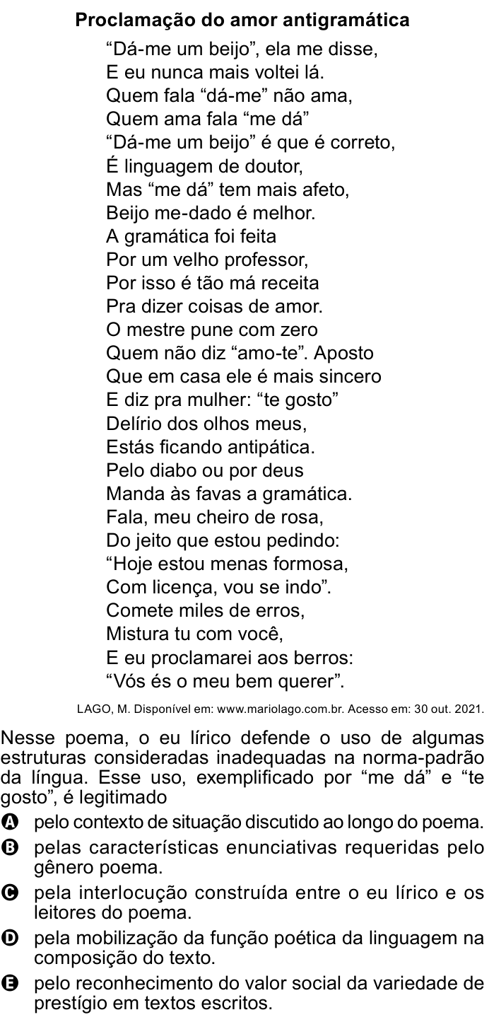 Questão 24 no caderno Azul do ENEM PPL 2023