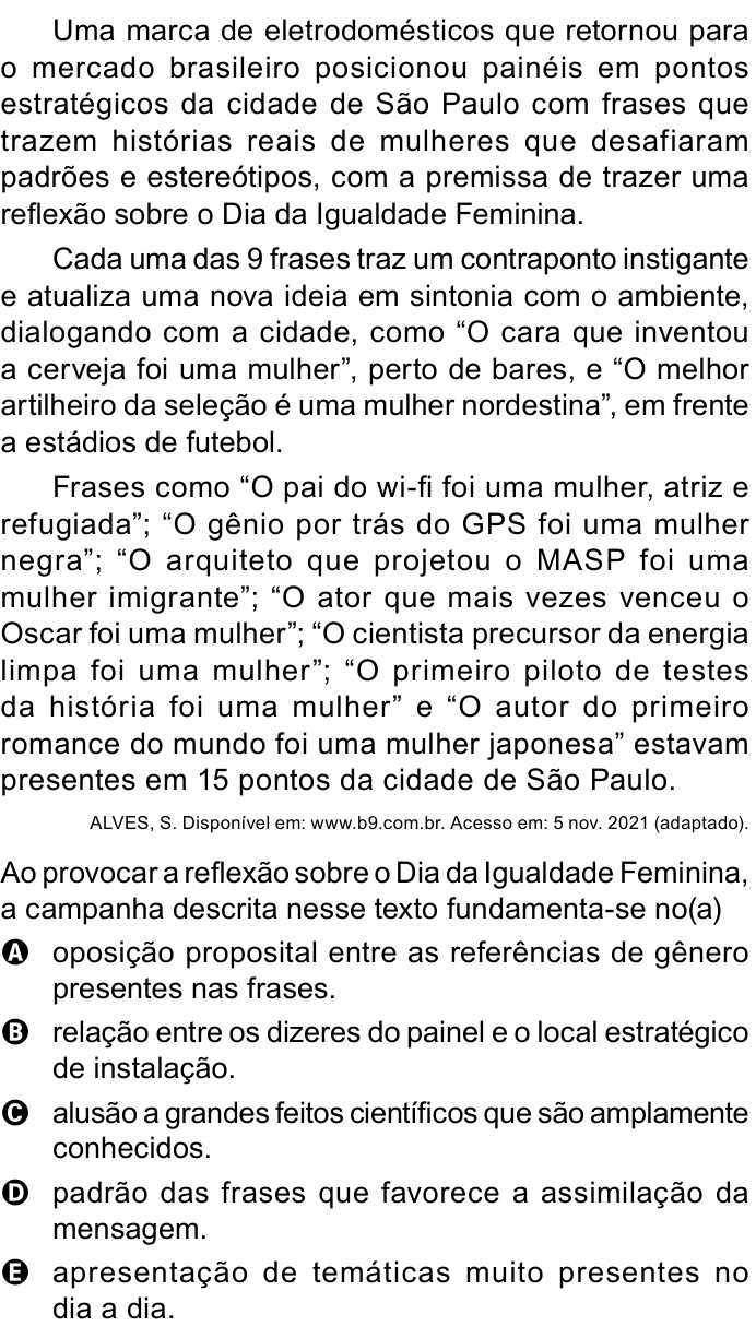 Questão 27 no caderno Azul do ENEM PPL 2023