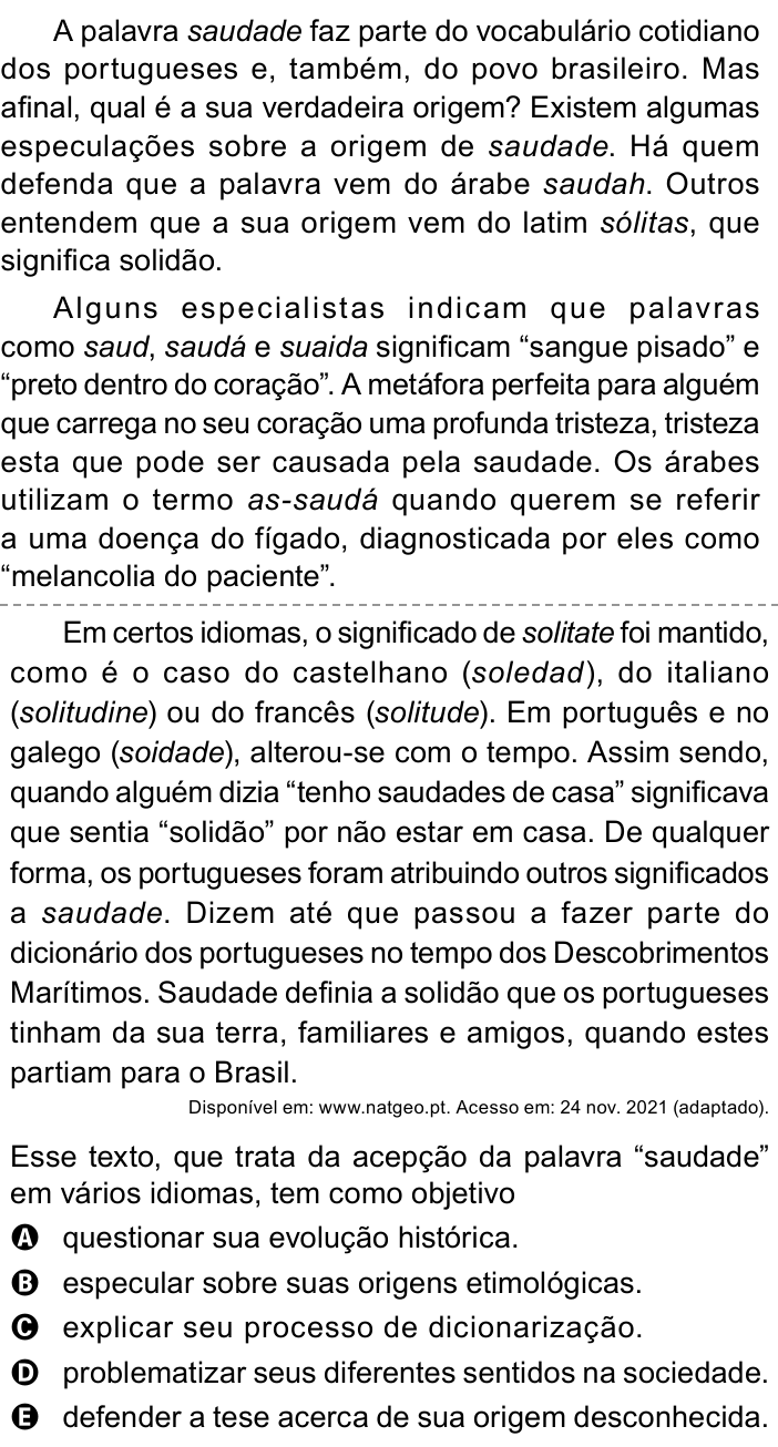 Questão 28 no caderno Azul do ENEM PPL 2023