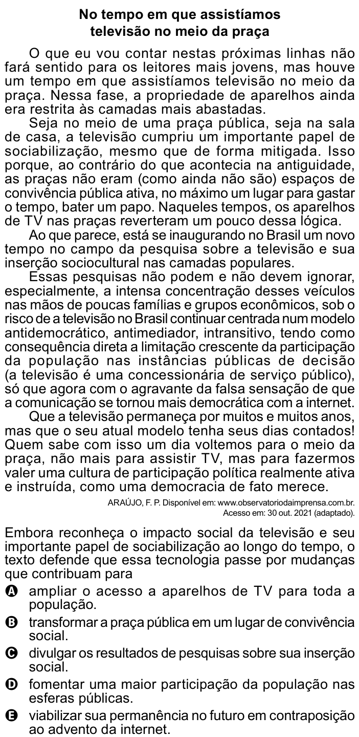 Questão 32 no caderno Azul do ENEM PPL 2023
