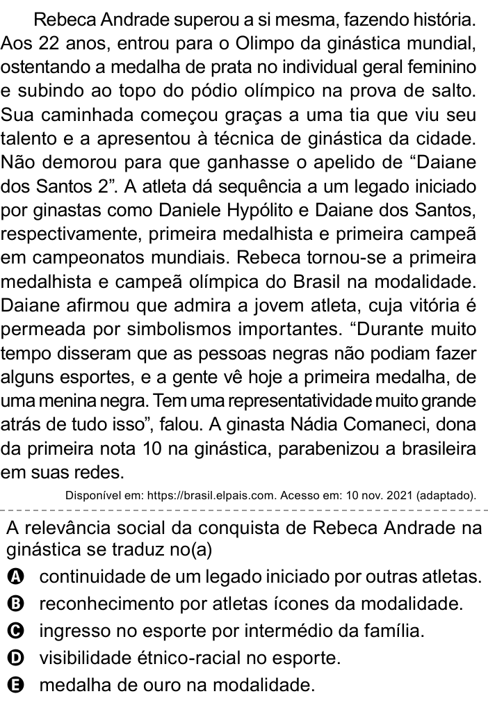 Questão 40 no caderno Azul do ENEM PPL 2023