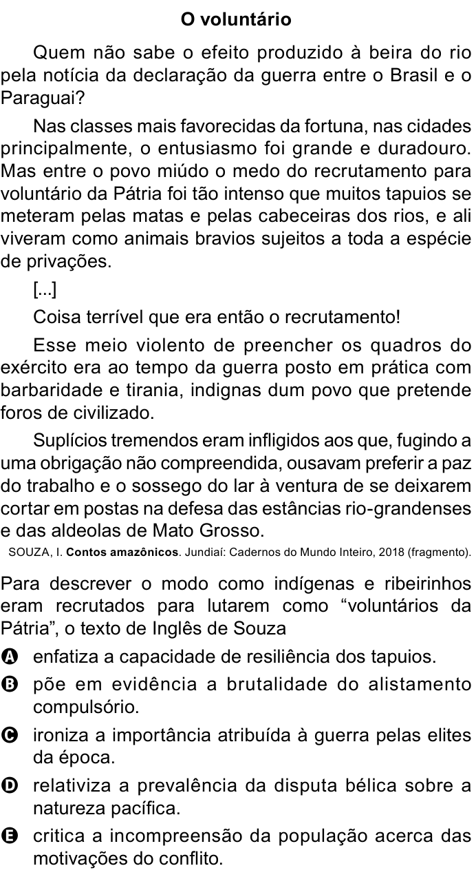 Questão 43 no caderno Azul do ENEM PPL 2023