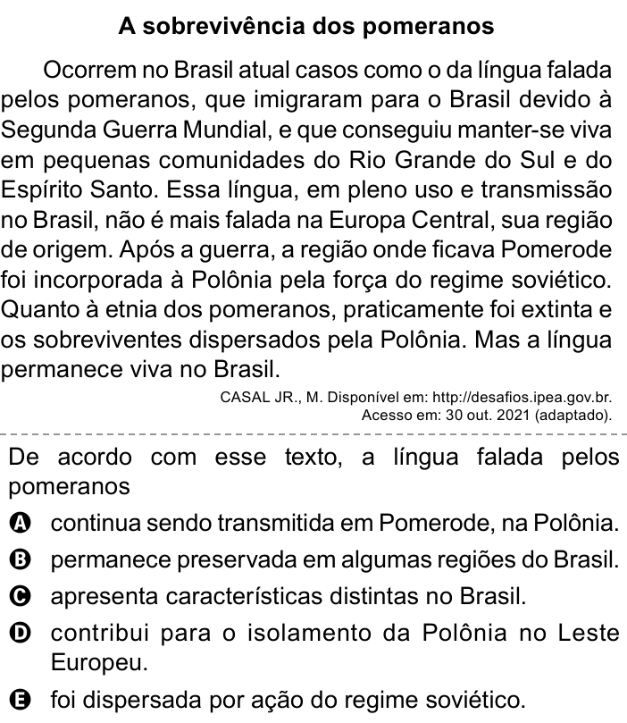 Questão 44 no caderno Azul do ENEM PPL 2023