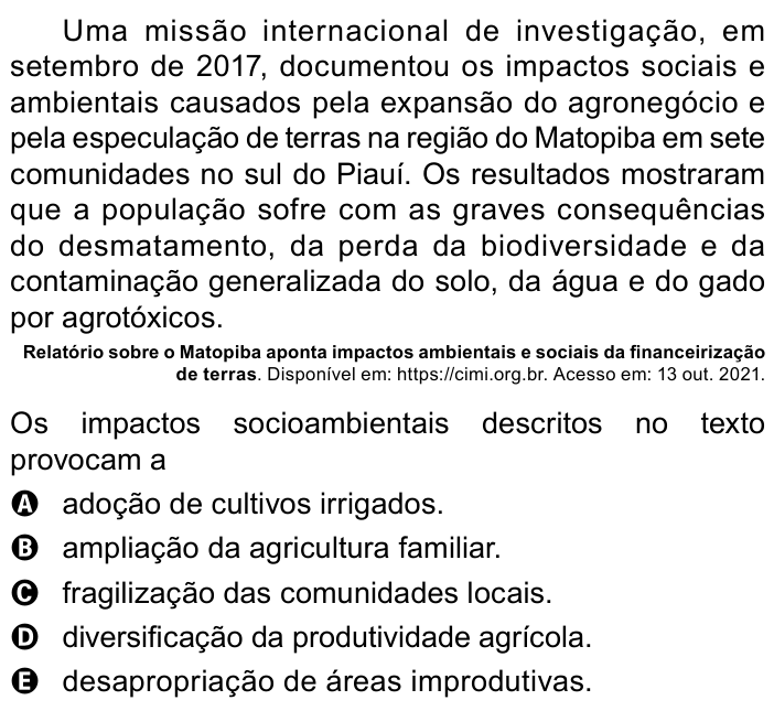 Questão 49 no caderno Azul do ENEM PPL 2023
