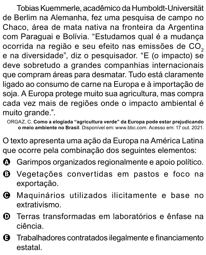 Questão 50 no caderno Azul do ENEM PPL 2023