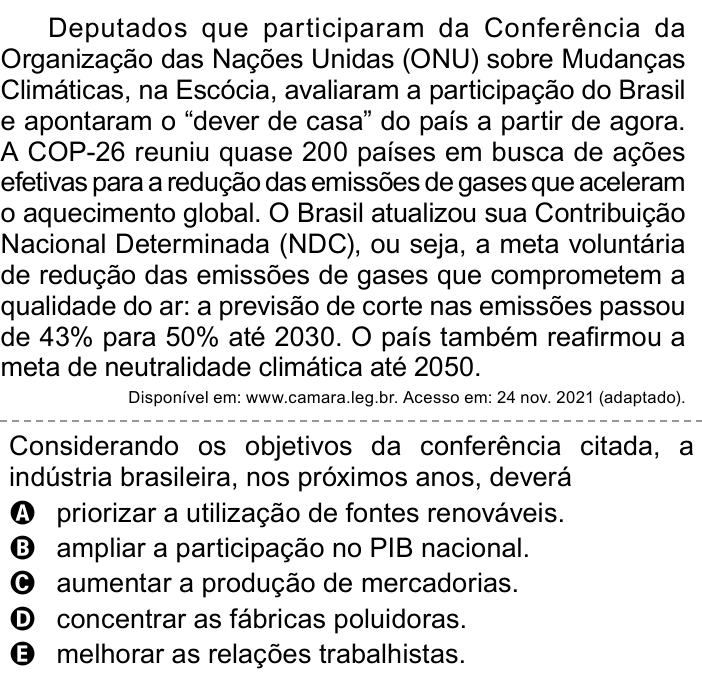 Questão 53 no caderno Azul do ENEM PPL 2023