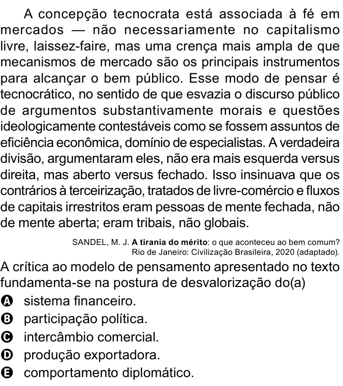 Questão 59 no caderno Azul do ENEM PPL 2023