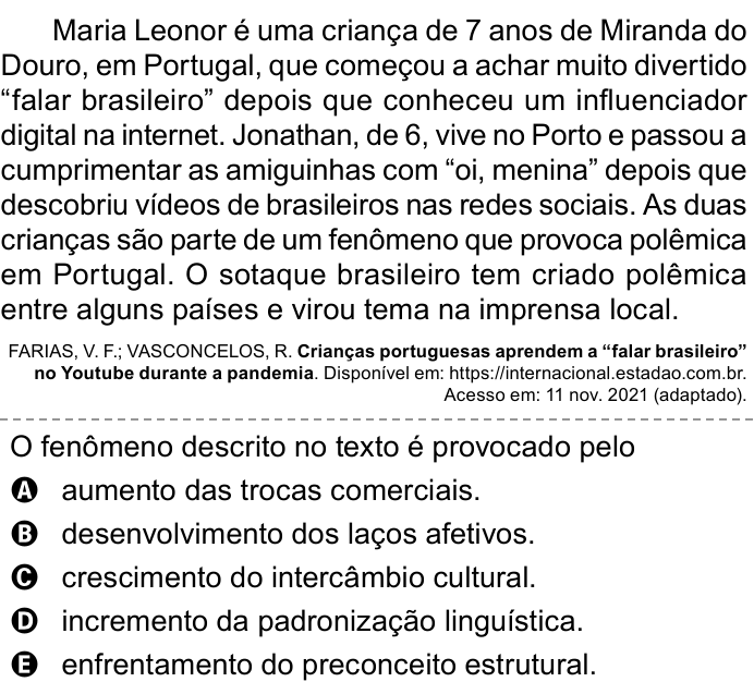Questão 61 no caderno Azul do ENEM PPL 2023
