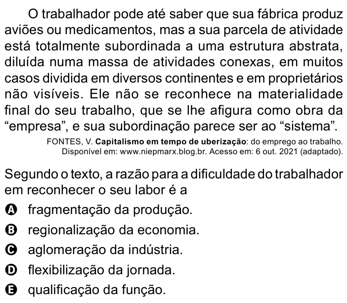 Questão 63 no caderno Azul do ENEM PPL 2023