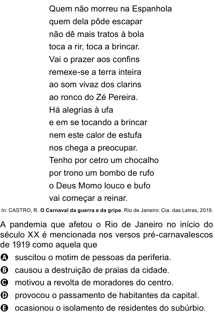 Questão 69 no caderno Azul do ENEM PPL 2023