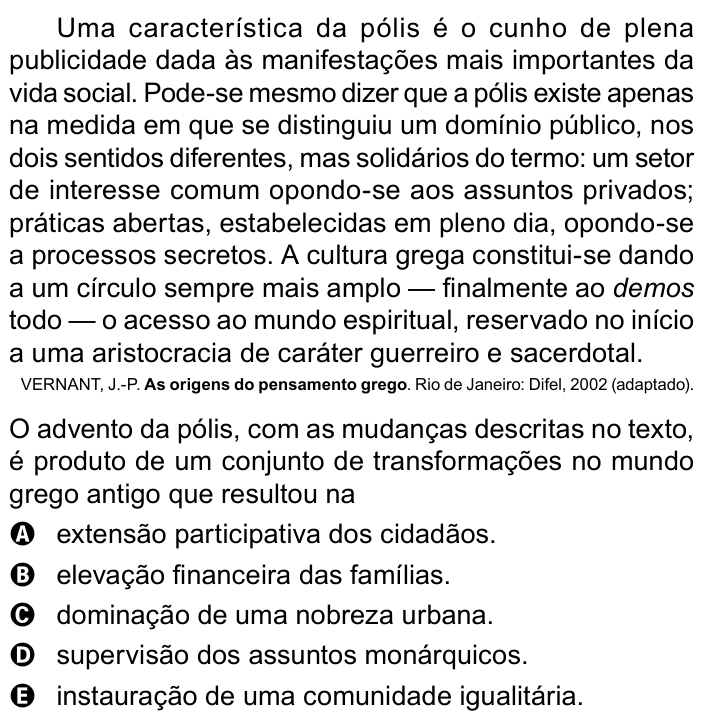 Questão 76 no caderno Azul do ENEM PPL 2023
