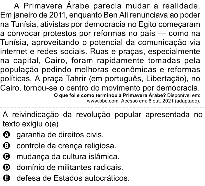 Questão 79 no caderno Azul do ENEM PPL 2023