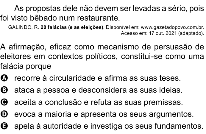 Questão 87 no caderno Azul do ENEM PPL 2023