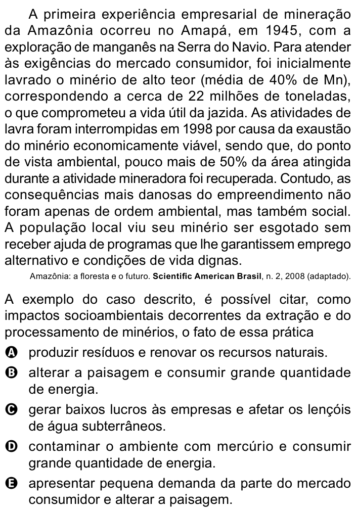 Questão 96 no caderno Azul do ENEM PPL 2023