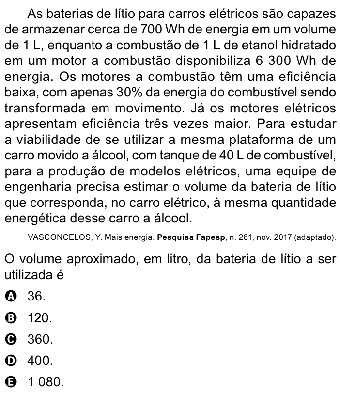 Questão 105 no caderno Azul do ENEM PPL 2023