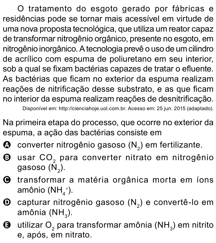 Questão 121 no caderno Azul do ENEM PPL 2023