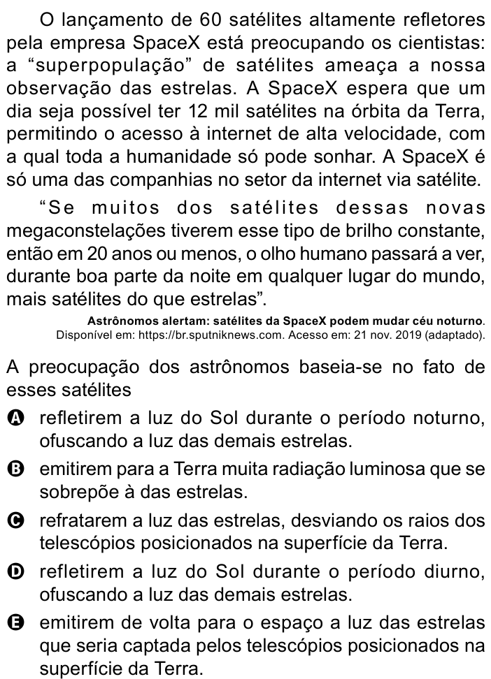 Questão 122 no caderno Azul do ENEM PPL 2023