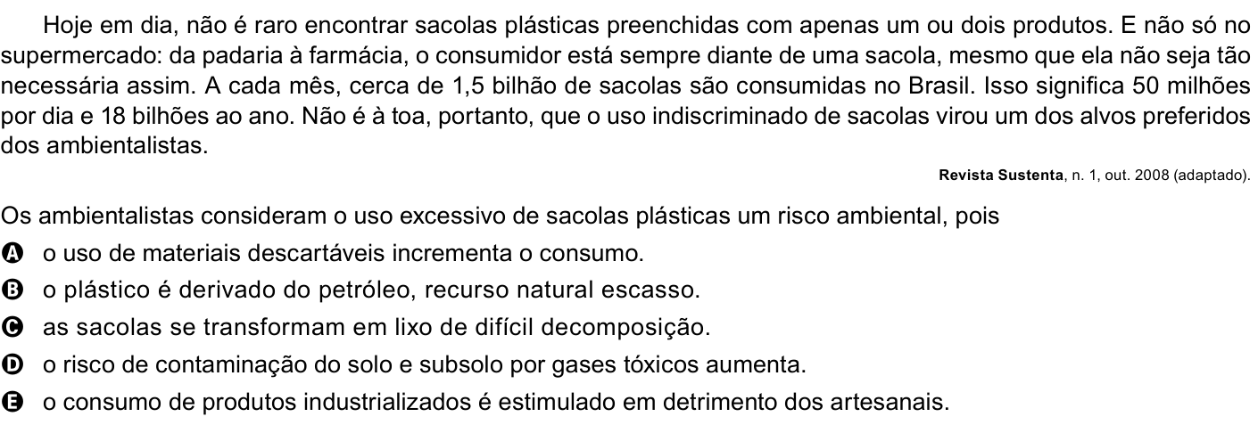 Questão 124 no caderno Azul do ENEM PPL 2023